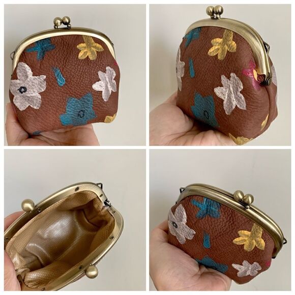 Genuine Leather Hand Painted Floral, Wooden Frame Bag/Crossbody & Small Purse - Picture 15 of 16